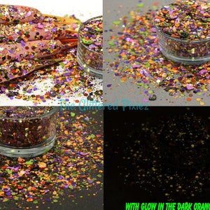 GOBLIN GLAM Mélange de paillettes Halloween Glow Glitter en vrac pour nail art, cheveux, visage, amusement, corps, gobelets, travaux manuels et fournitures en résine, paillettes fraîches