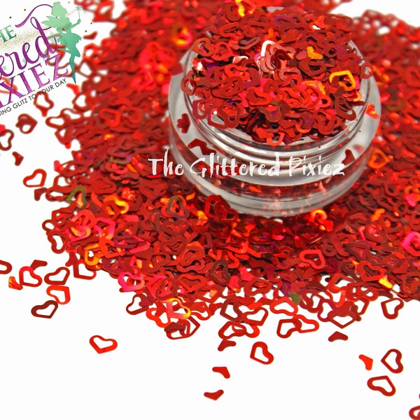 Inferno Holographic hollow heart w/sm heart glitter Fun Loose Glitter for Nail art Face Tumbler Craft supply Resin supply Freshie Glitter