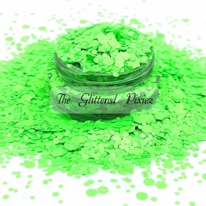 GRANNYLICIOUS - Neon green glitter MIX - Loose glitter for nail art, face, body ,hair, tumblers, craft supply, resin supply, freshie glitter