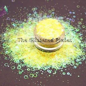 RUM ANANAS - Mix di glitter Yellow Ring - Glitter sfusi per nail art, corpo, capelli, bicchieri, forniture per l'artigianato, forniture di resina, glitter Freshie