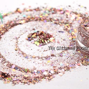 ROSE GOLD HOLOGRAPHIC Glitter mix Super Cute Fun Loose Glitter for Nail art Hair Face Body Tumbler Craft supply Resin supply Freshie Glitter