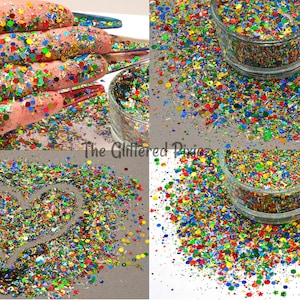 BIRTHDAY BASH- Fun Shapes glitter mix - Loose Glitter for Nail art Hair Face Fun Body Tumblers Craft supply Resin supply Freshie Glitter