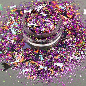 MONSTER MASH - Mélange de grosses paillettes d'Halloween avec chauves-souris, os Paillettes en vrac pour nail art, visage, fournitures créatives, fournitures de résine, paillettes fraîches...