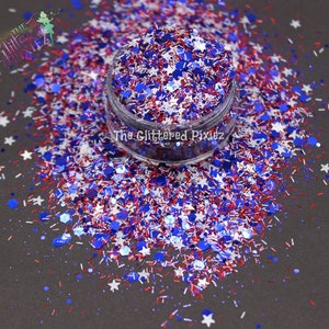 STAR SPANGLED- America Patriotic glitter mix Loose Glitter for Nail art, Hair, Face, Fun, Tumblers Craft supply Resin supply Freshie Glitter