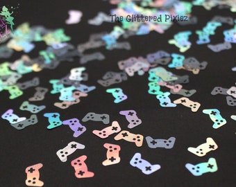 SILVER HOLo Retro GAME CONTROLLER Cute shape Loose Glitter for Nail art Hair Face Fun Body Tumbler Craft supply Resin supply Freshie Glitter
