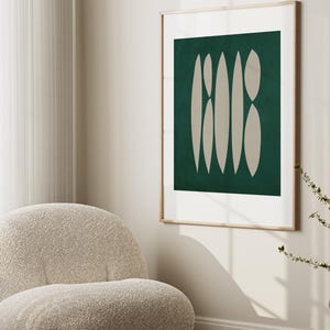 Smaragdgrüne abstrakte Wandkunst, minimalistischer geometrischer Druck, moderner digitaler Download, organische Formen drucken, digitaler Download