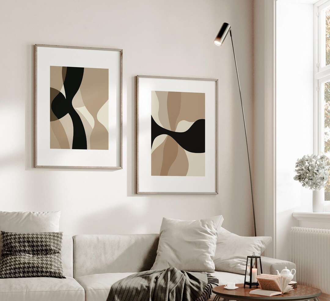 Beige and Black Abstract Art Prints, Set of 2 (digital Download) - Etsy UK