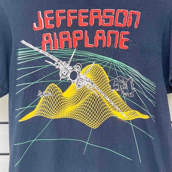 Jefferson Airplane Retro Band T-Shirt - Men's Black Official Logo Tee, 100% Ringspun Cotton (Size M)