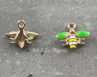 Manchester bee or wasp charms, enamelled. Bumble bee, jewellery making x 3