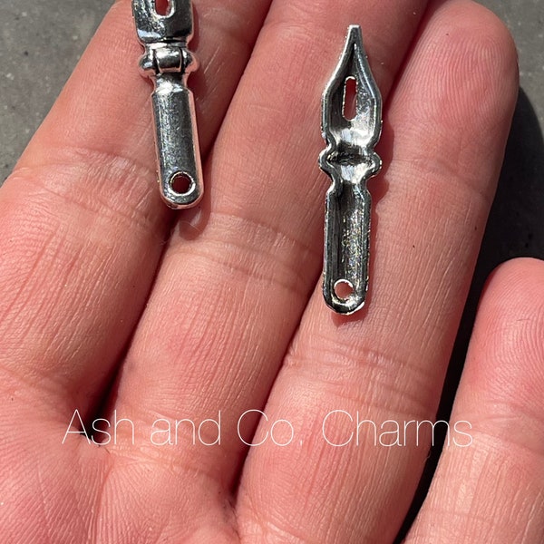 Fountain pen charms, ornate, perfect for jewellery making x 6