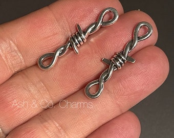 Long Barbed wire charms, goth, make earrings, bracelet or a necklace. x 5