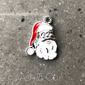 Father christmas charm, Santa Claus, charm, unusual, enamelled, red and white, christmas. Silver plated UK