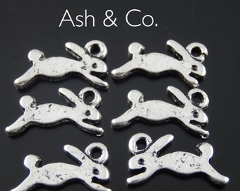 Charms, SMall RAbbit HAre CHarms, PErfect FOr ENamelling, EArrings OR NEcklace x 5