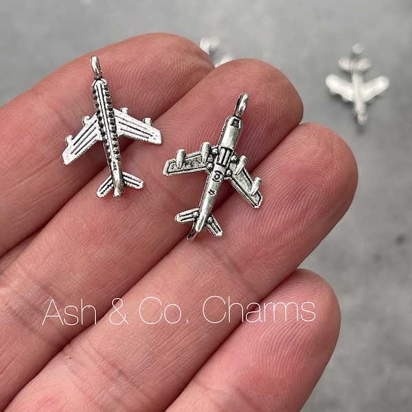 Plane charm earrings or charms. Airplane, 747, jumbo, aircraft, earrings, charms, earrings. U.K. seller