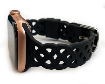 LATTICE Silicone Apple Watch Band laser cut women’s apple watch band, apple watch band 38mm 40mm 41mm 42mm 44mm 45mm, series 1-7