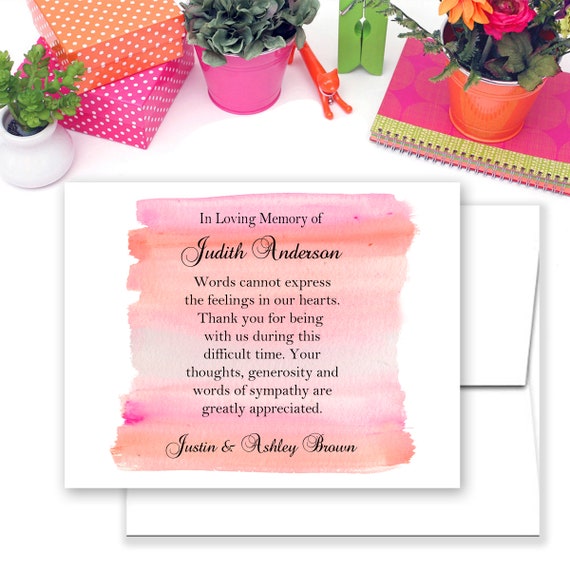 Funeral Thank You and Bereavement Notes Sympathy Acknowledgement Cards Personalized Greenery Eucalyptus Customized Wording For A Funeral