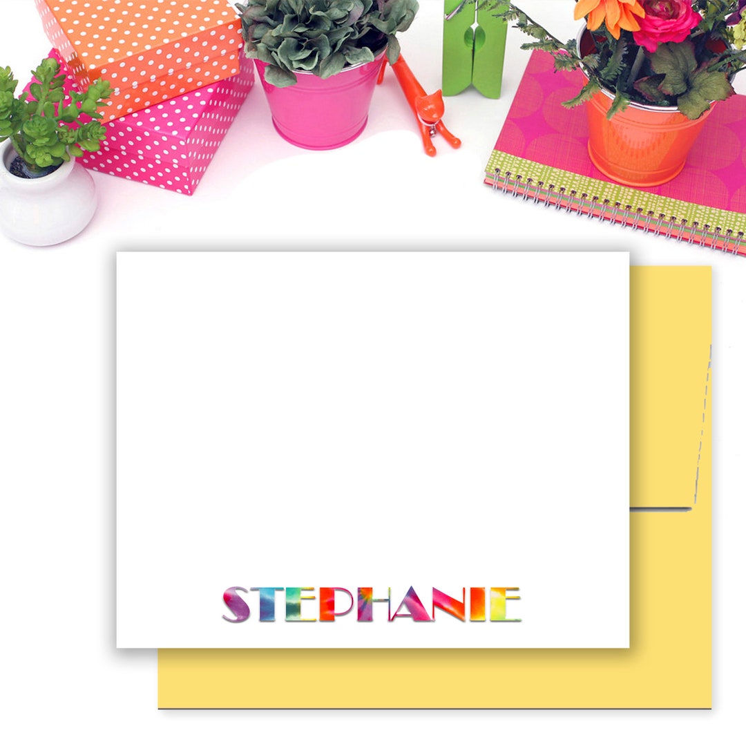 Personalized Tie Dye Stationery With Envelopes // Note Card Set // Set ...