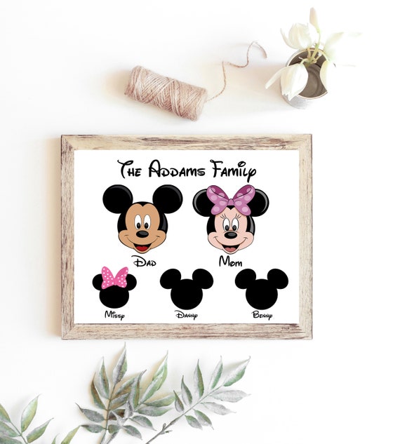 Personalized Mickey Mouse Family Print – Custom Disney Art (8x10