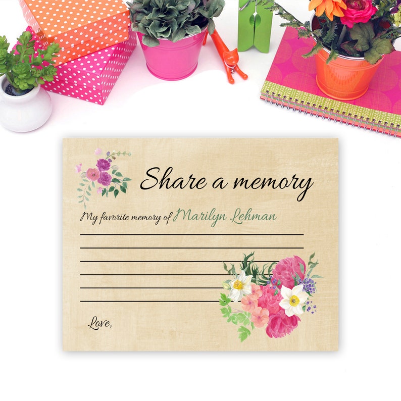 Share A Memory Card Celebration of Life Weddings Etsy