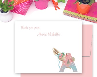 Personalized Baby Childs Monogram Notecard Set  // Baby Thank You Cards and Envelope Set // Cute Animal Alphabet Initial //
