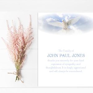 Sympathy Acknowledgement Cards, Funeral Thank You and Bereavement Notes Personalized