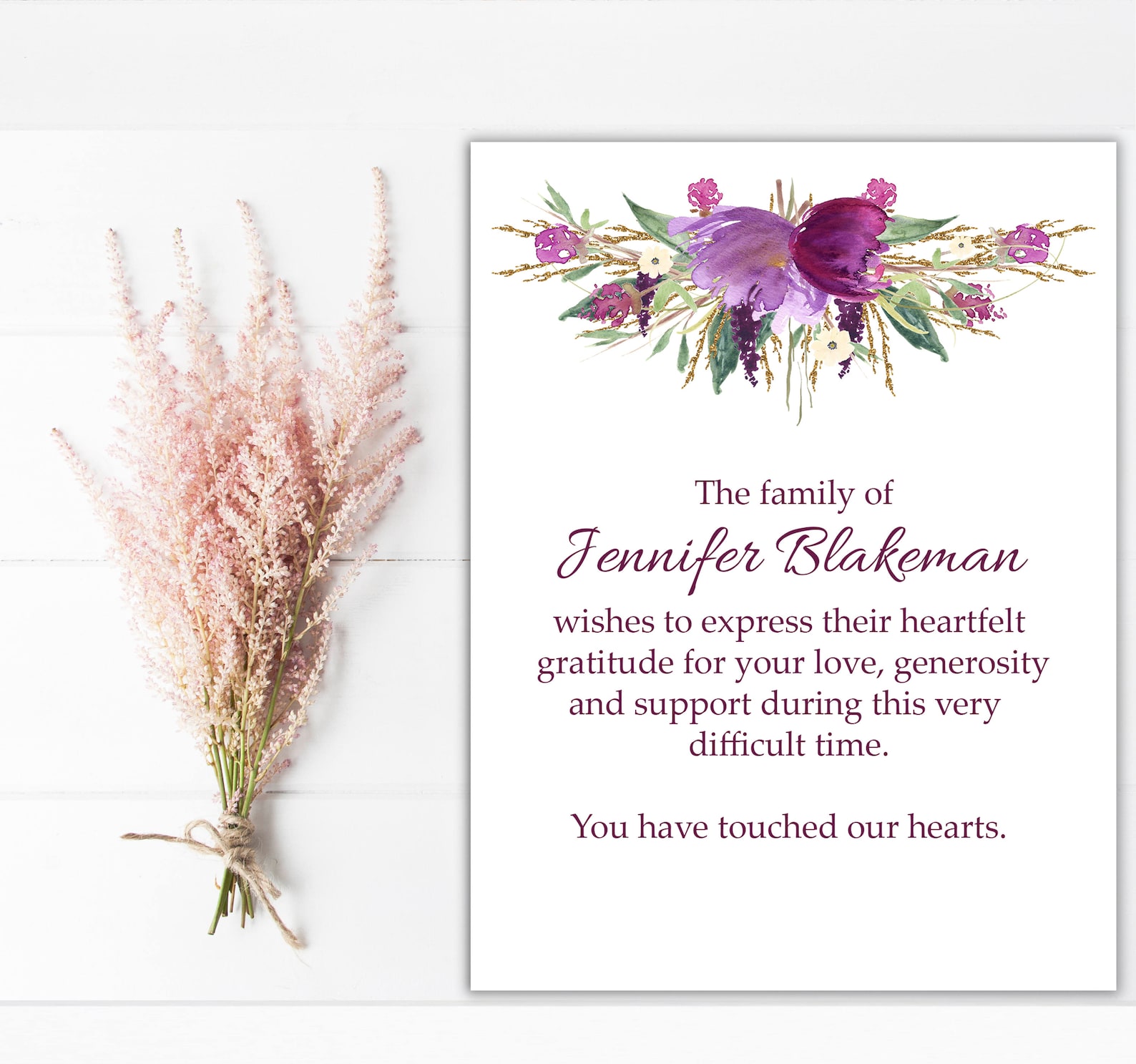 Personalized Sympathy Acknowledgement Cards Funeral Thank You Etsy