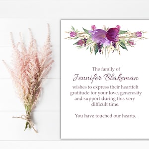 Personalized Sympathy Acknowledgement Cards, Funeral Thank You Cards, Bereavement Notes - Celebration of Life