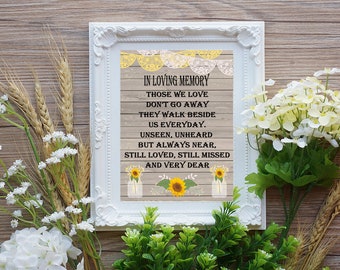 In Loving Memory Wedding table Sign, Memorial Sign Table, Remembrance Sign, Signs For Weddings In Memory Of - 8x10 PRINTED