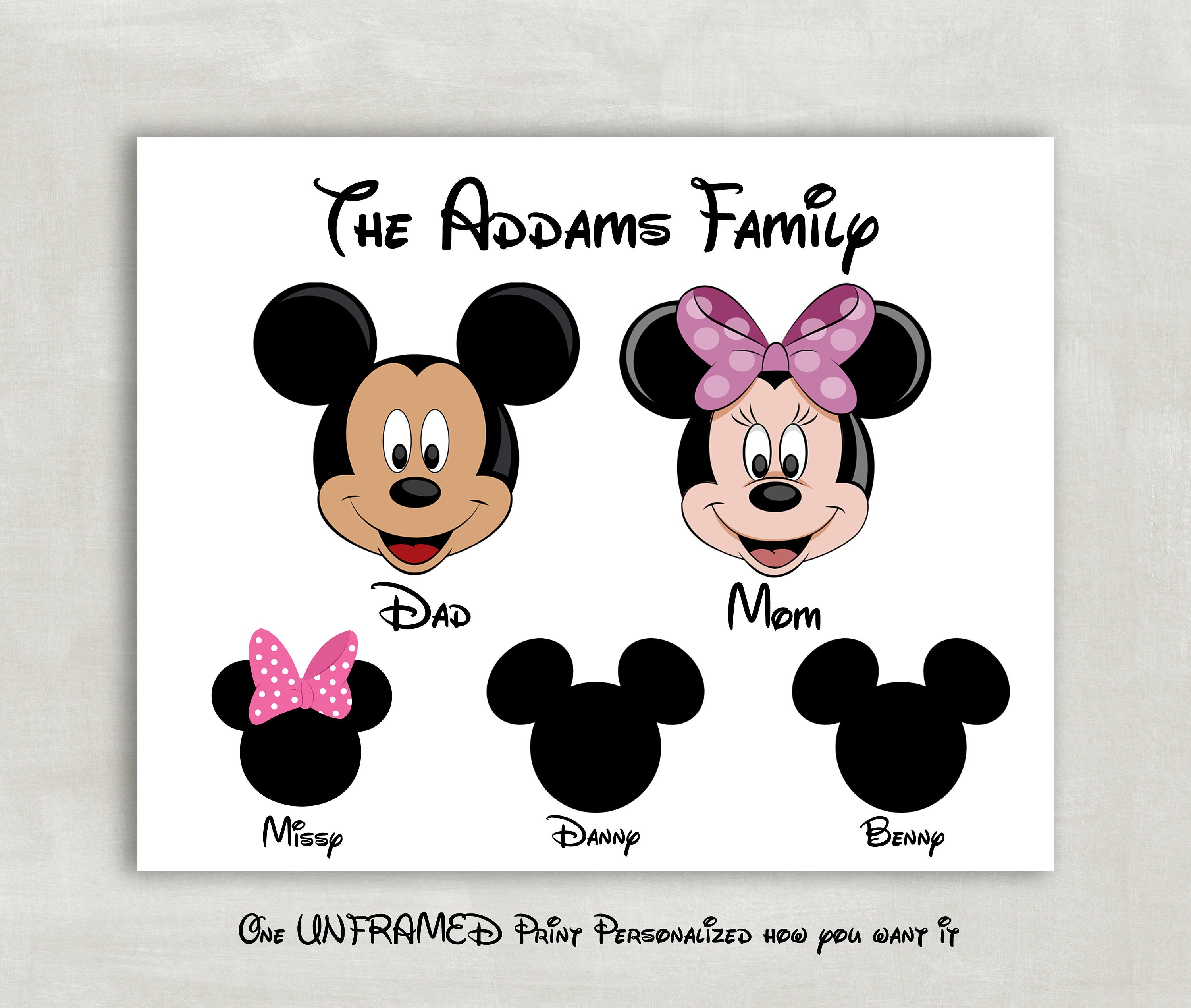 Personalized Mickey Mouse Family Print – Custom Disney Art (8x10