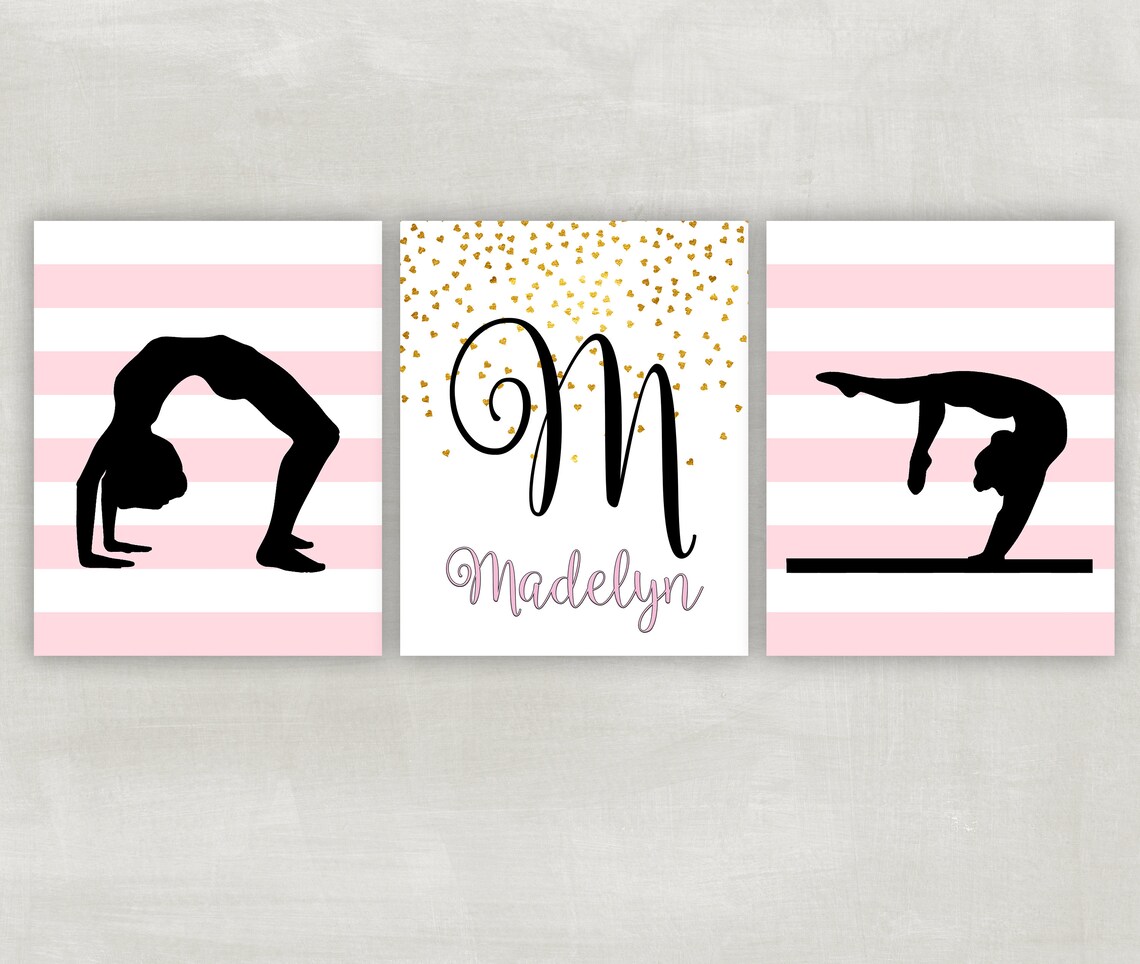 Gymnastics Wall Art Set of 3 Prints Customizable With Your Etsy