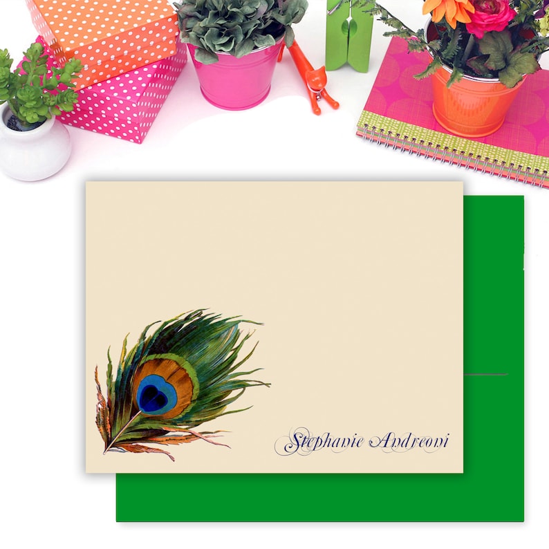 Personalized Peacock Stationery With Envelopes // Note Card - Etsy