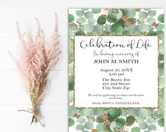 Celebration of Life Invitations Funeral Announcement | Etsy