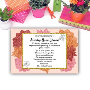 Sympathy Acknowledgement Cards, Funeral Thank You and Bereavement Notes Personalized
