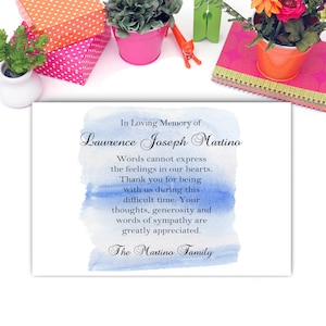 Sympathy Acknowledgement Cards, Funeral Thank You and Bereavement Notes Personalized