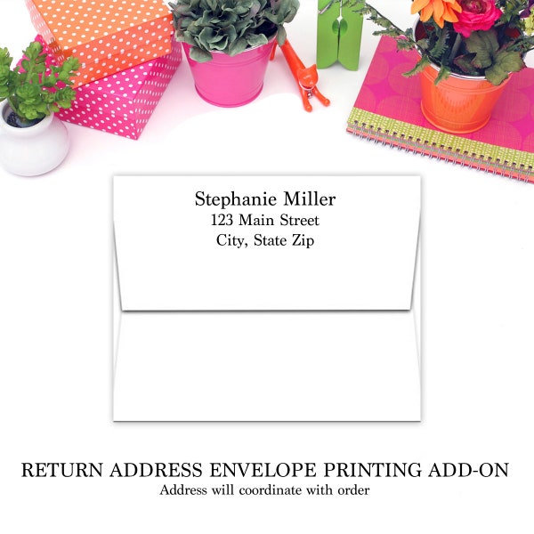 Add RETURN ADDRESS to your order - Add On - Will Match Font Design for any set of Cards