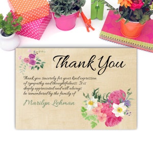Sympathy Acknowledgement Cards, Funeral Thank You and Bereavement Notes Personalized