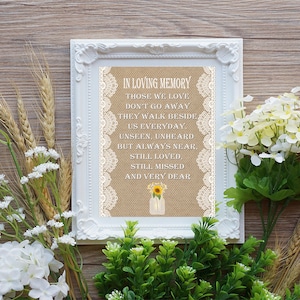 In Loving Memory Wedding table Sign, Memorial Sign Table, Remembrance Sign, Signs For Weddings In Memory Of - 8x10 PRINTED