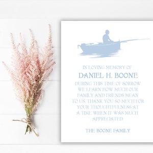 Sympathy Acknowledgement Cards, Funeral Thank You and Bereavement Notes Personalized Man Fishing
