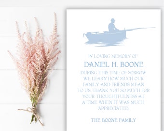 Sympathy Acknowledgement Cards, Funeral Thank You and Bereavement Notes Personalized Man Fishing