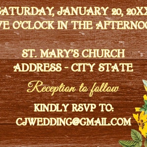 Personalized Wedding Invitations with Envelopes Rustic Sunflowers image 6
