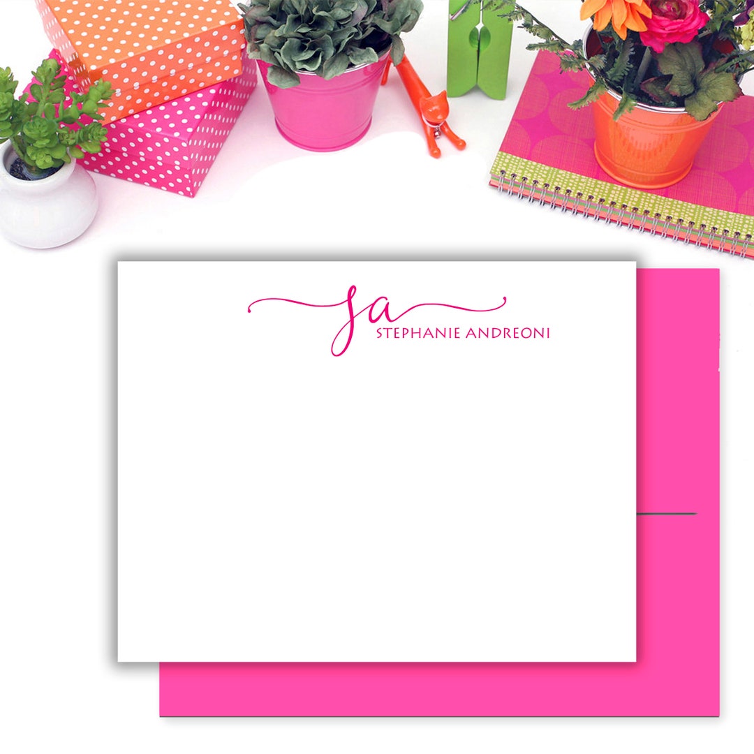 Personalized Monogram Note Cards // Stationery Card Set // Set of 12 ...