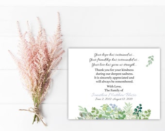 Sympathy Acknowledgement Cards, Funeral Thank You and Bereavement Notes Personalized