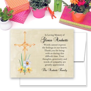 Funeral Thank You Cards - Christian Sympathy Acknowledgement Cards and Bereavement Notes Personalized