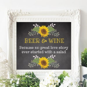 Wedding Sign - Beer and Wine Table Print - 8x10