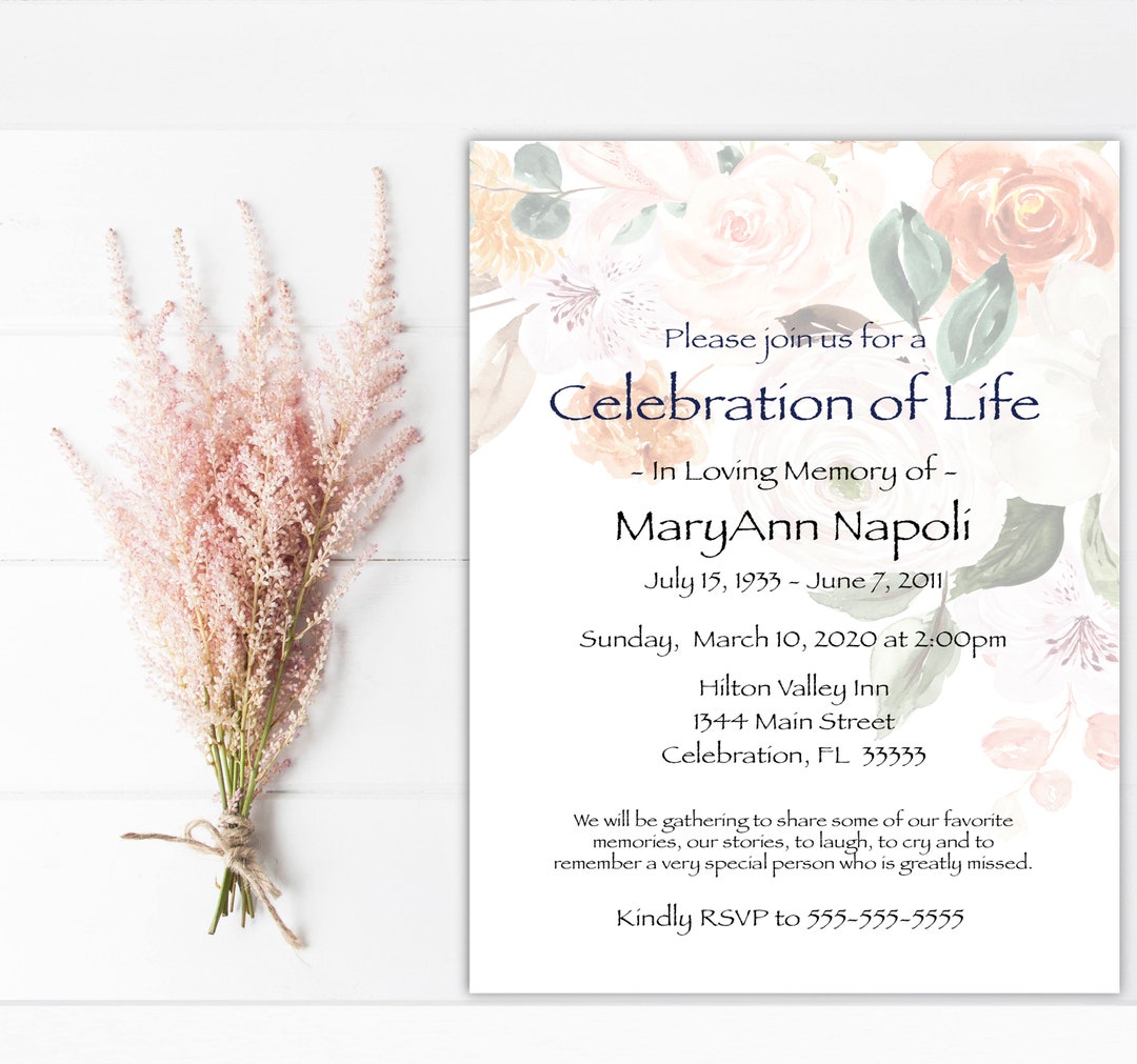 Celebration of Life Invitations Funeral Announcement