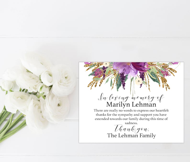Celebration of Life Funeral Thank You Cards Personalized Sympathy