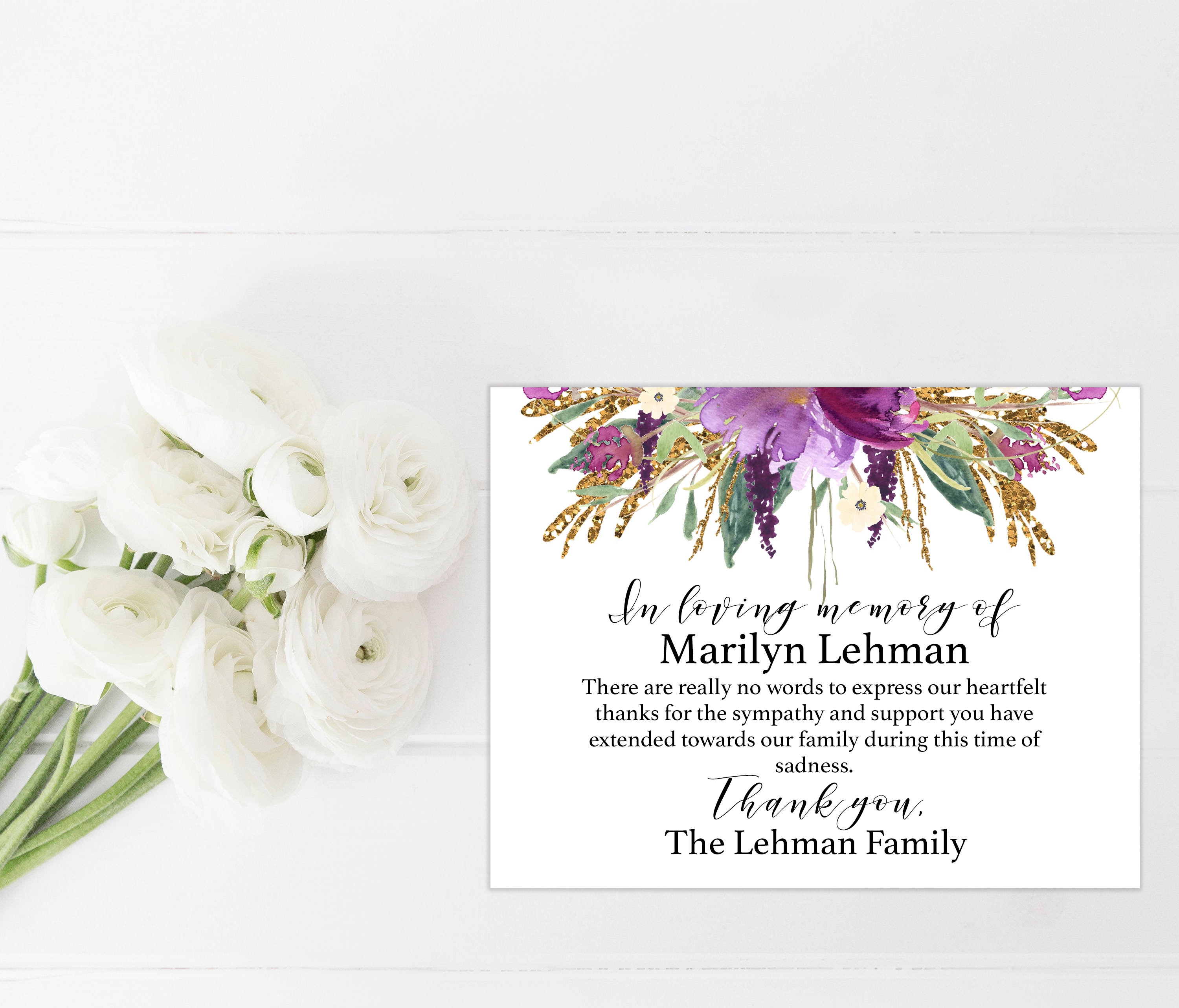 Personalized Sympathy Acknowledgement Cards Funeral Thank You Etsy