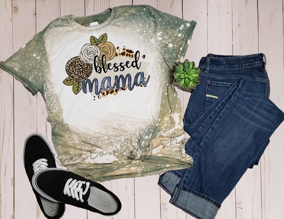Mom Shirt Mom Life Bleached Shirt Blessed Bleached T-Shirt Bleached T-Shirt Blessed Mom Gift Blessed Life