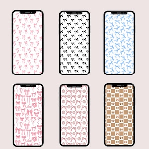 Mobile Phone Wallpaper Bows, Pastel Ribbon Theme, Girly Aesthetic Display, Soft and Cute Background