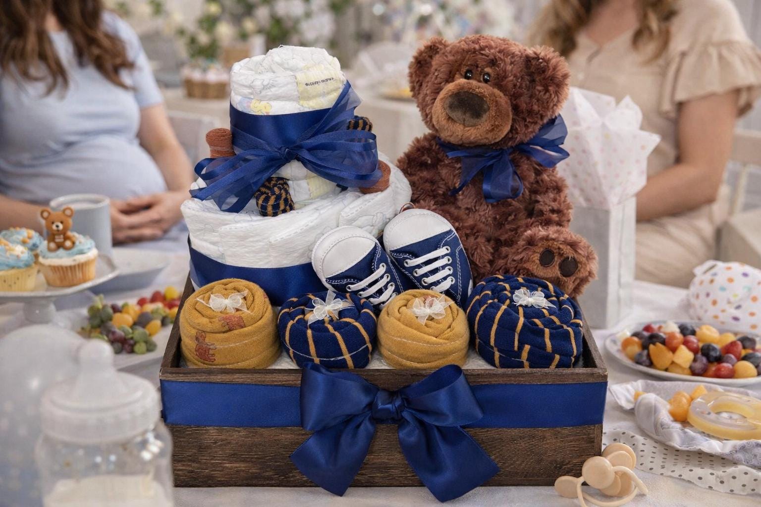 Luxury Baby Gift Basket: Teddy Bear, Carter's Rompers, Diaper Cake - Etsy